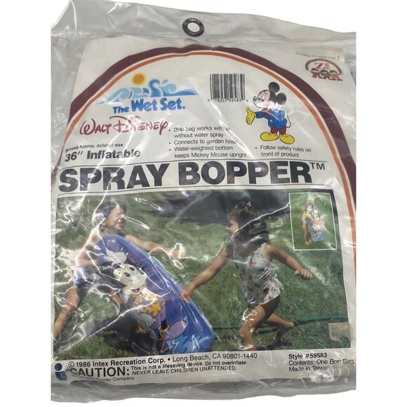 Vintage 1986 Intex Inflatable 36" MICKEY MOUSE Spray Bopper Water Hose Sprayer - Picture 5 of 9